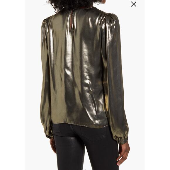 Wayf Josaline Metallic Long Sleeve Blouse Size Medium M Shimmering - Picture 13 of 16